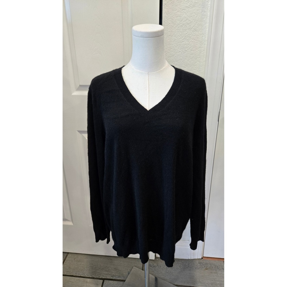 Charter Club Luxury Black 100% Cashmere V-Neck Sweater XL NWT 100187048MS